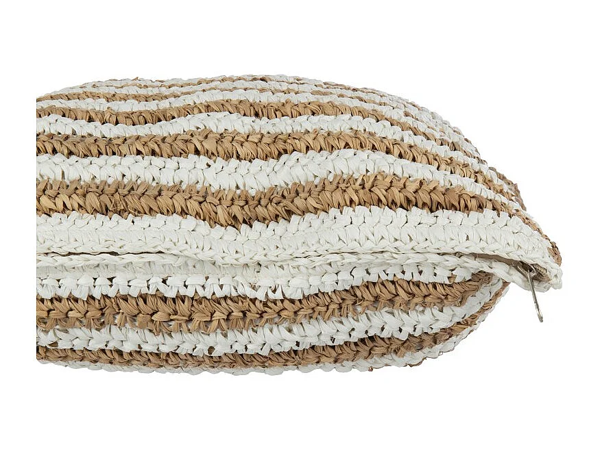 Cojín a rayas de tela blanca 45x45x15 cm