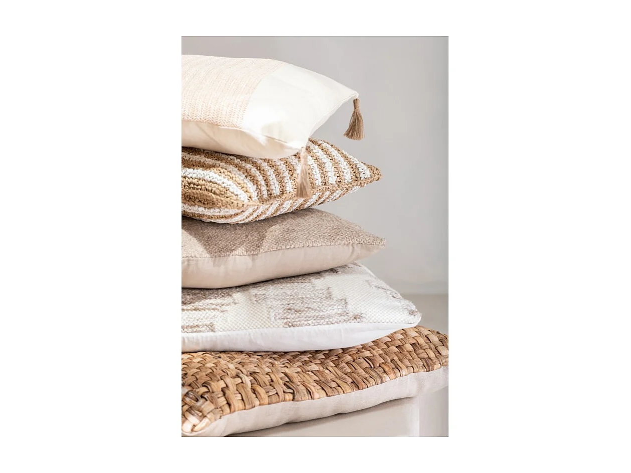 Cojín a rayas de tela blanca 45x45x15 cm