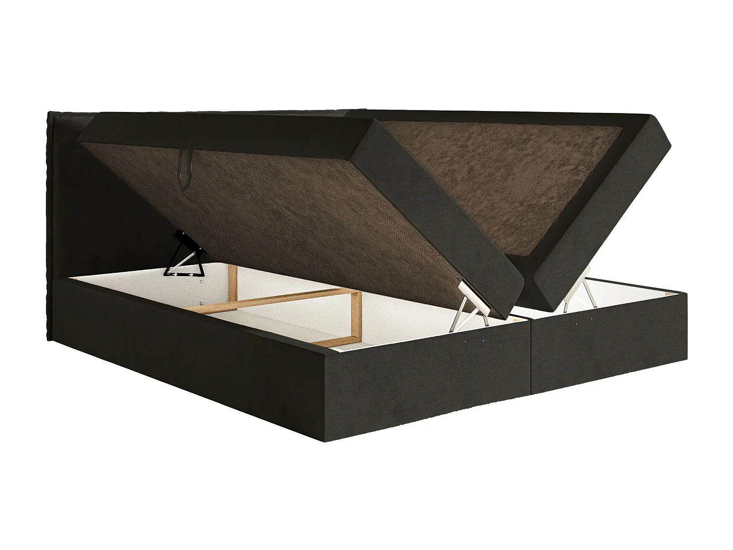 Lit boxspring 160x200 avec surmatelas – en velours déperlant – vert foncé – SOFTIE