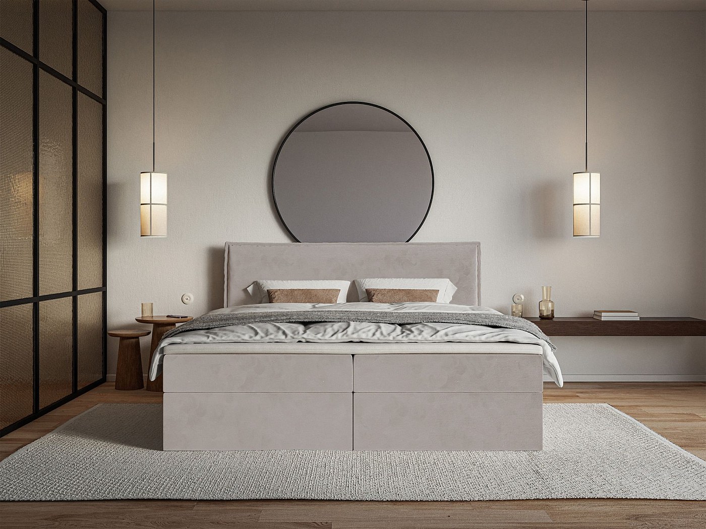 Gestoffeerd Tweepersoonsbed 160x200 Cm - Met USB-aansluiting En 4 Laden Linnenstof Grijs