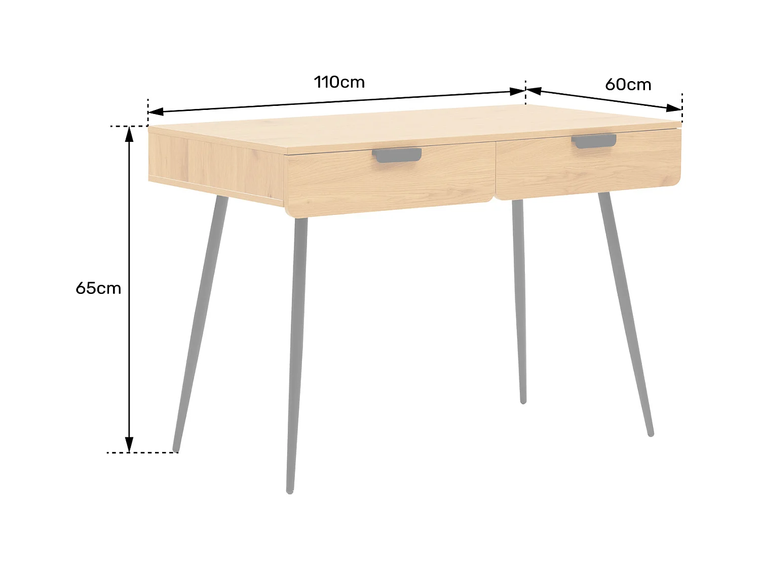 Bureau en bois 2 tiroirs LOUIS - HAPPY GARDEN