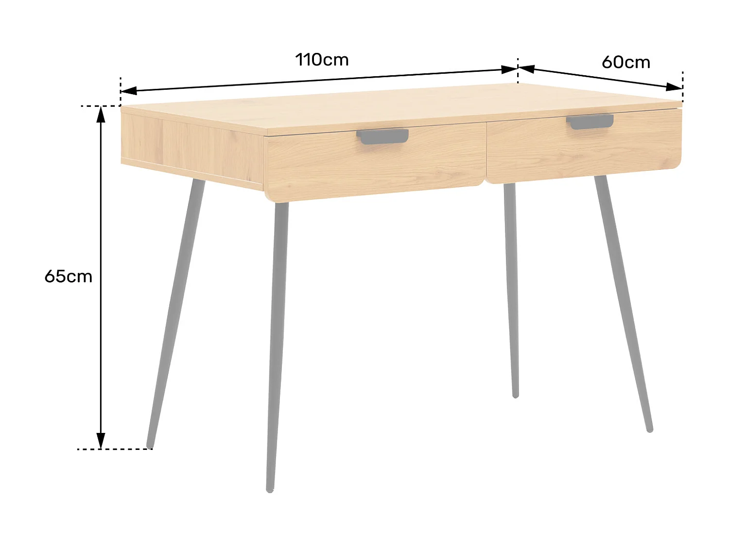 Bureau en bois 2 tiroirs LOUIS - HAPPY GARDEN