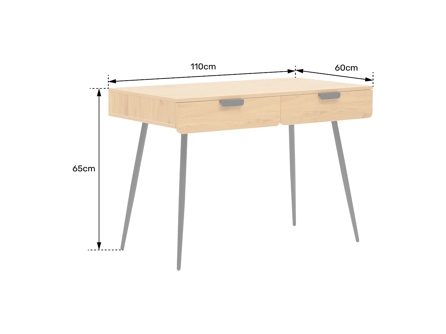 Bureau en bois 2 tiroirs LOUIS - HAPPY GARDEN