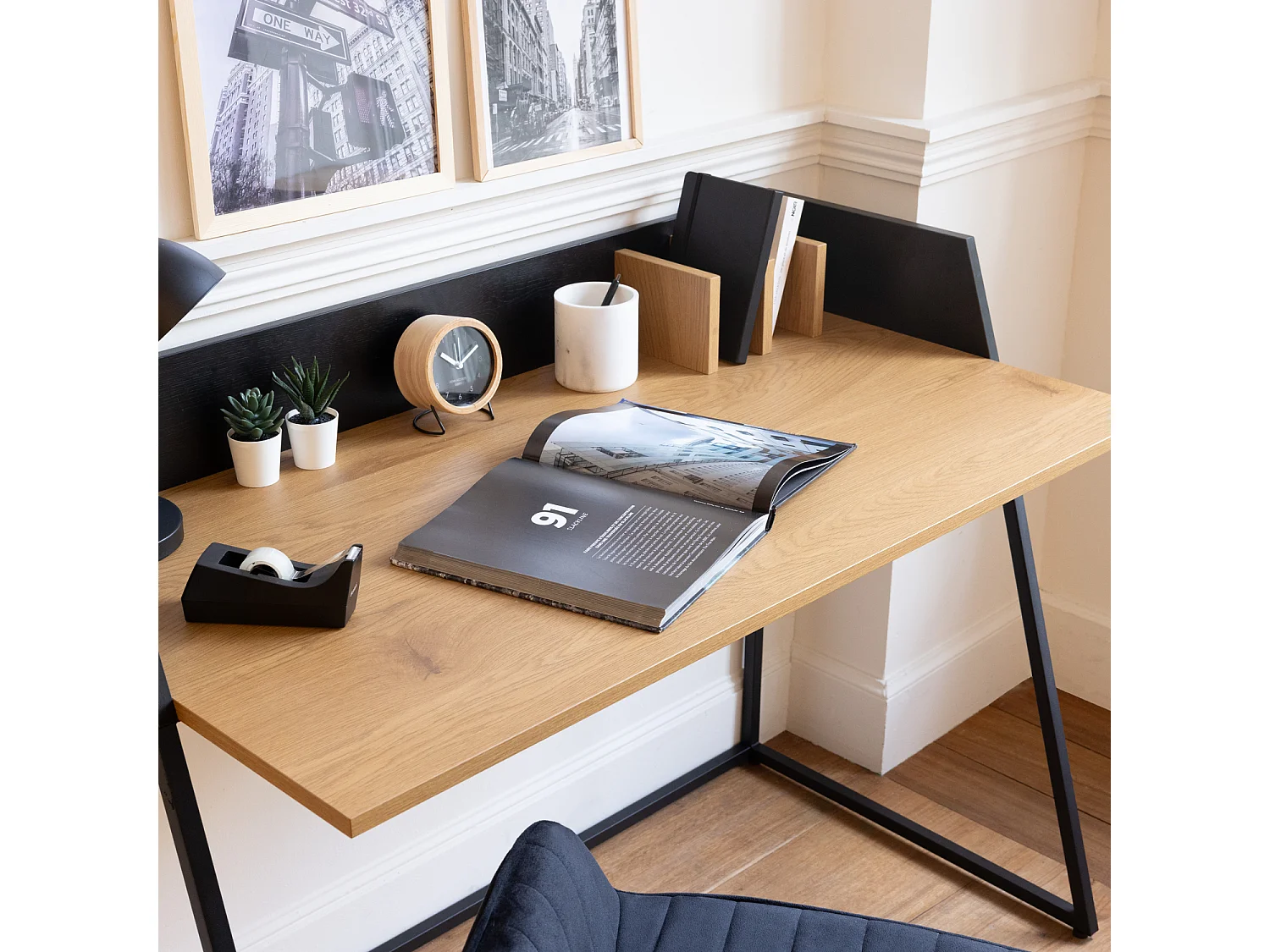 Bureau bois et noir CHARLES - HAPPY GARDEN