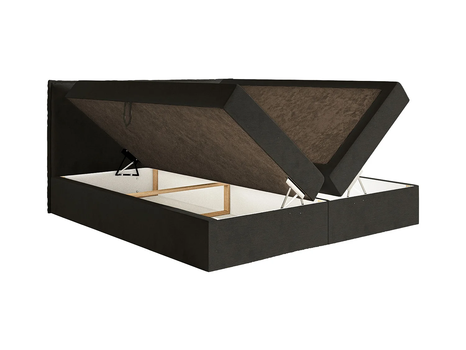 Boxspringbed 140x200 cm met topper en opbergruimte – waterafstotend velours – donkergroen – SOFTIE