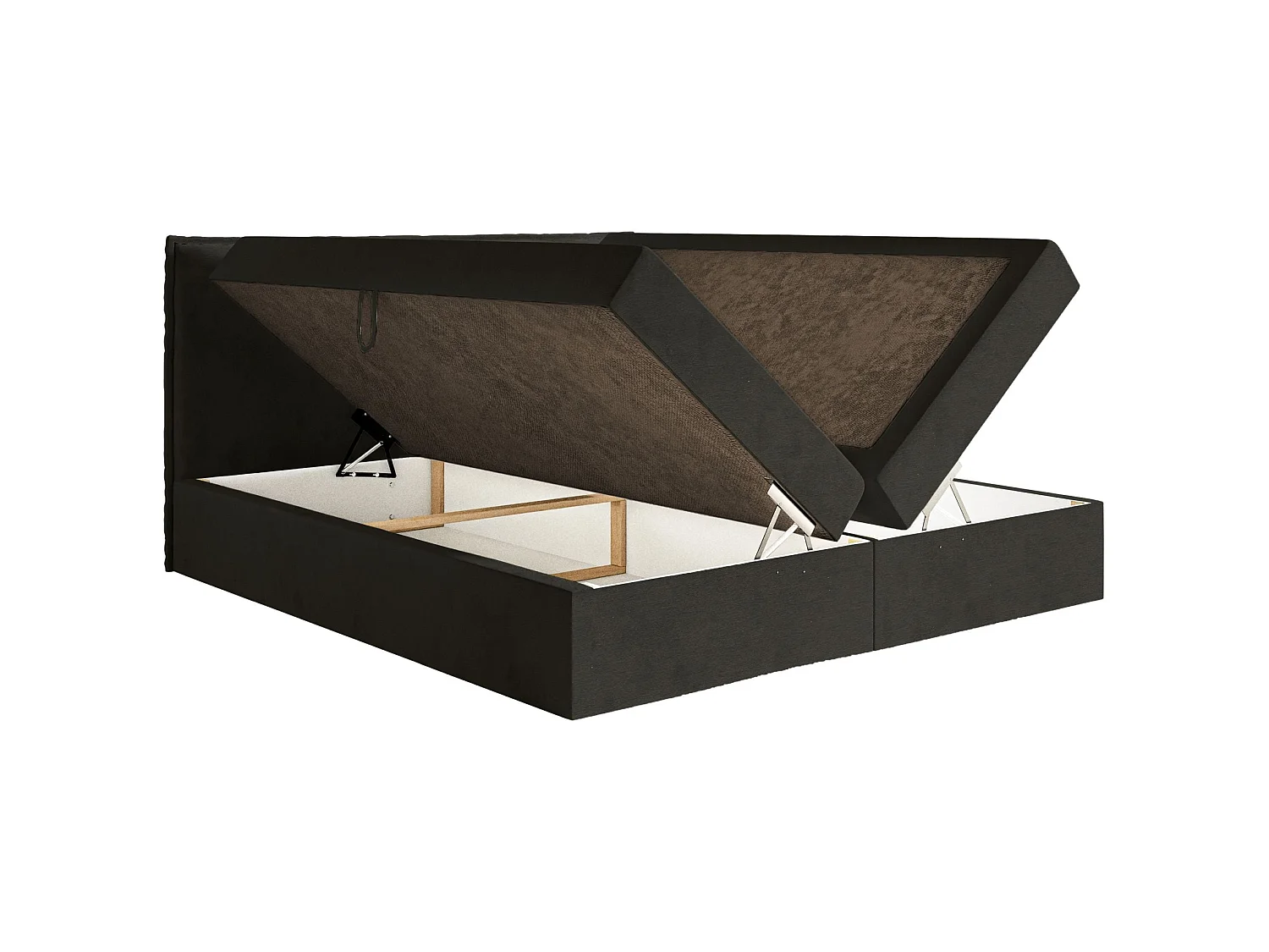 Lit boxspring 140x200 avec surmatelas – en velours déperlant – vert foncé – SOFTIE