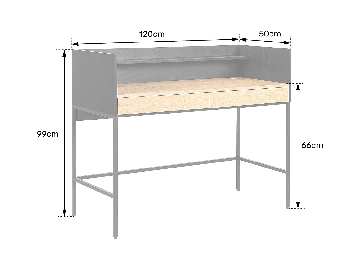 Bureau bois et noir 2 tiroirs ARTHUR - HAPPY GARDEN
