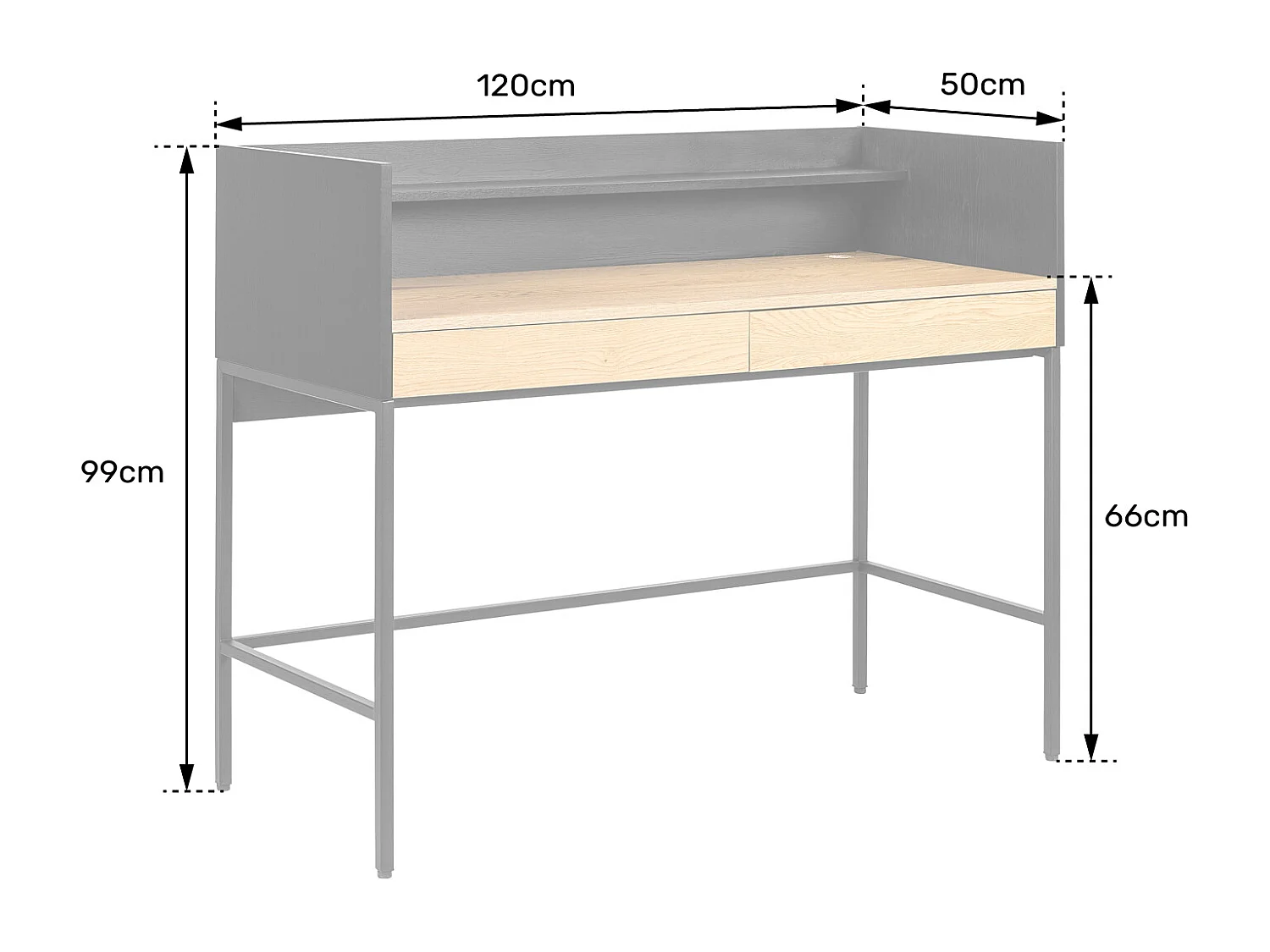 Bureau bois et noir 2 tiroirs ARTHUR - HAPPY GARDEN