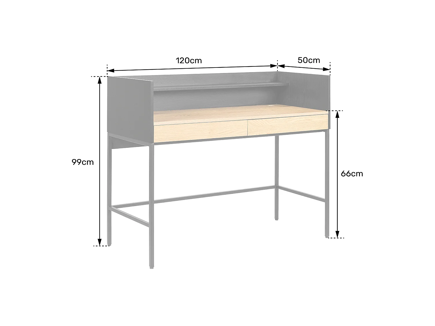 Bureau bois et noir 2 tiroirs ARTHUR - HAPPY GARDEN