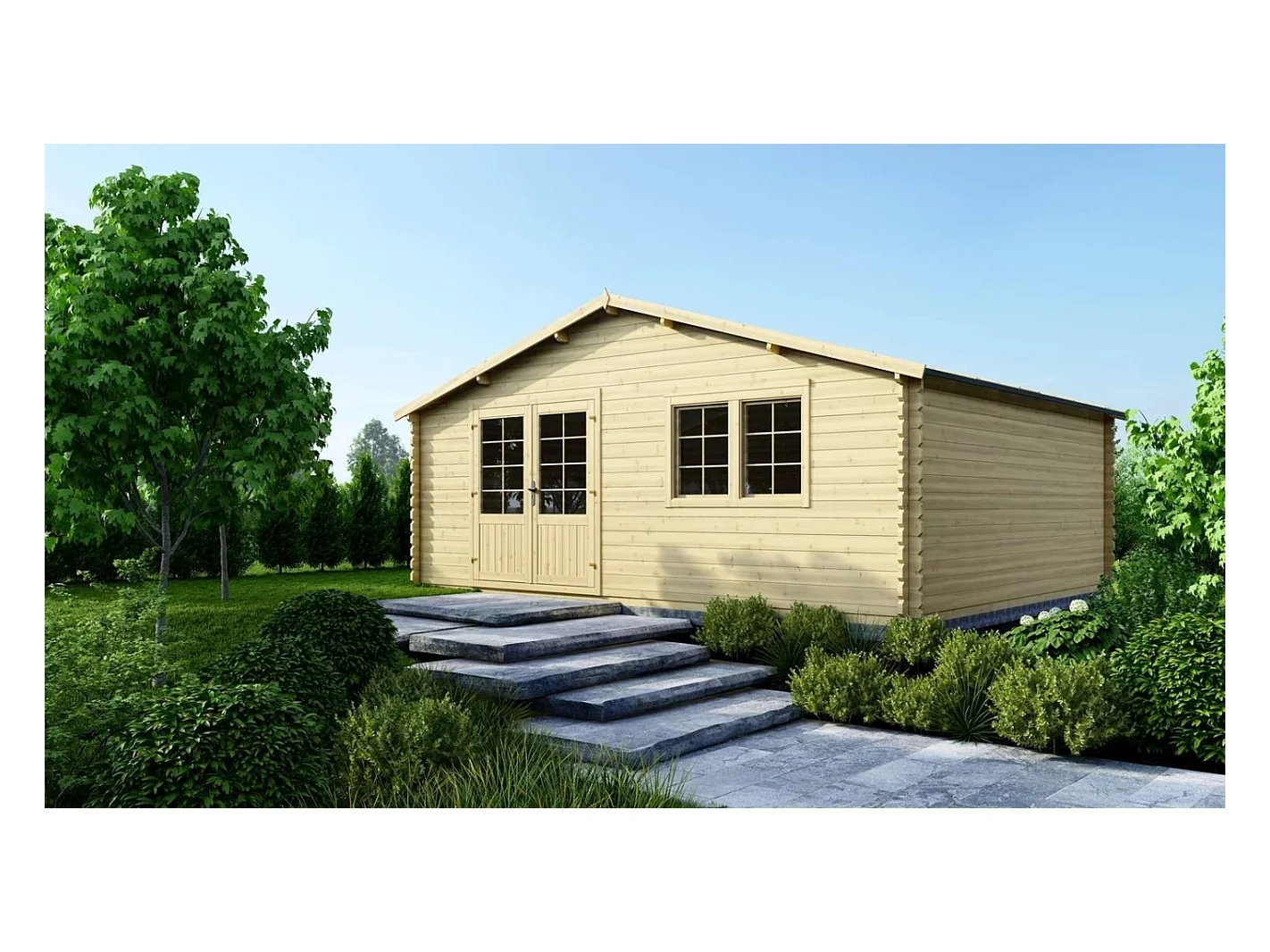 Abri de jardin en bois - 30m2 - 6x5m - Ep. 40mm - Couleur: naturel - DOM748 - ALTANKA