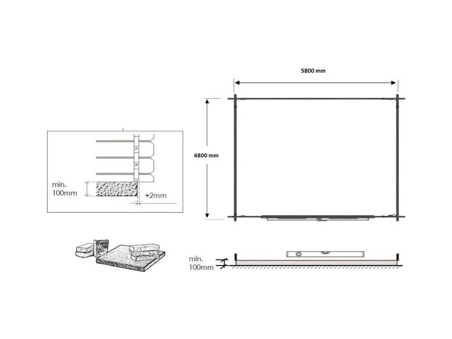 Abri de jardin en bois - 30m2 - 6x5m - Ep. 40mm - Couleur: naturel - DOM748 - ALTANKA