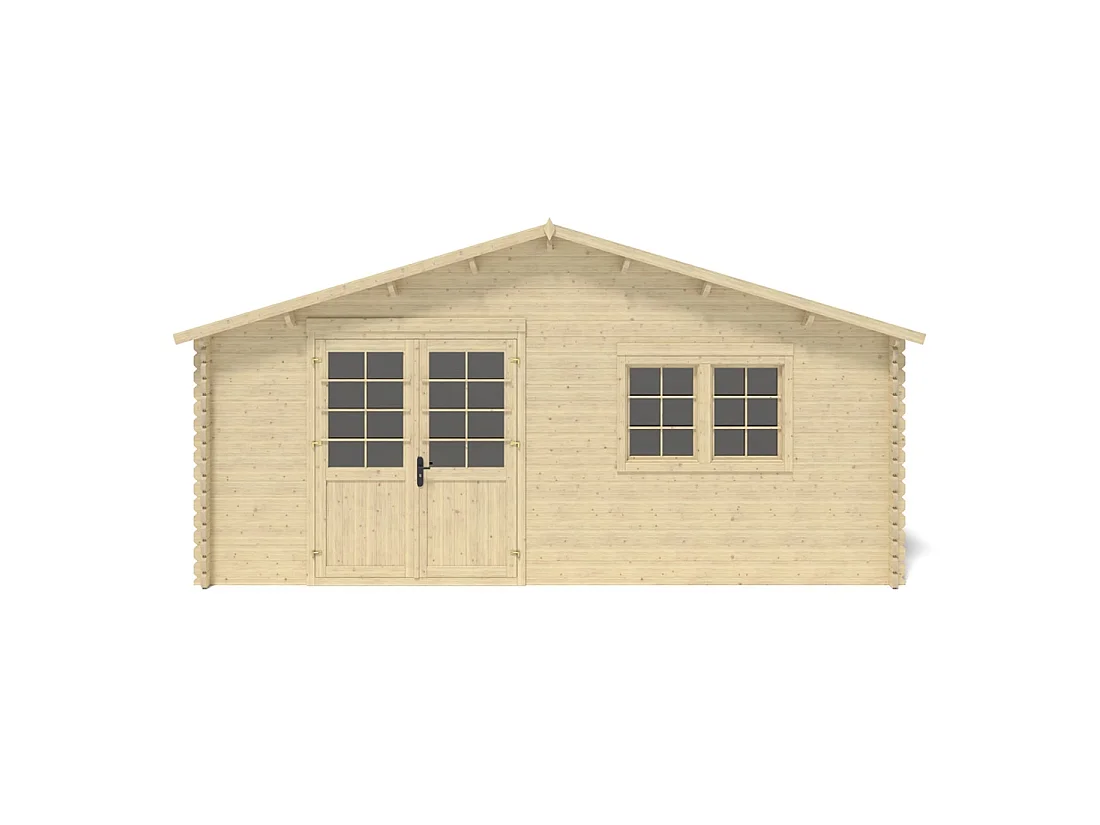 Abri de jardin en bois - 30m2 - 6x5m - Ep. 40mm - Couleur: naturel - DOM748 - ALTANKA