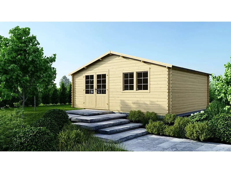 Abri de jardin en bois - 30m2 - 6x5m - Ep. 40mm - Couleur: naturel - DOM748 - ALTANKA