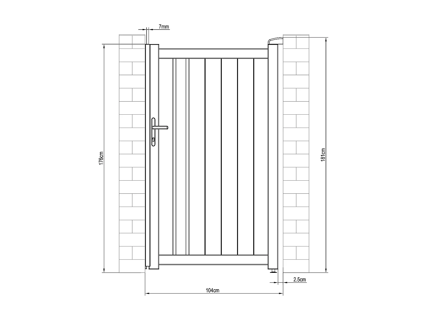 Portillon battant en aluminium semi ajouré L104 x H181 cm anthracite - TOROMA