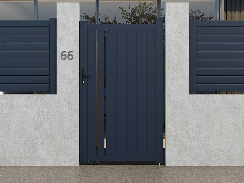 Portillon battant en aluminium semi ajouré L104 x H181 cm anthracite - TOROMA