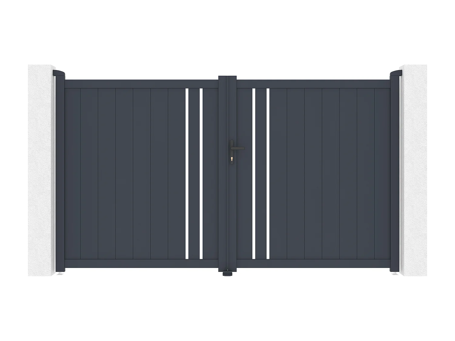 Portail battant aluminium semi ajouré L309 x H181 cm anthracite - TOROMA