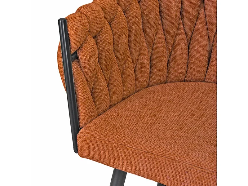 Lot 2 chaises tissu maille tressé terracotta pieds métal - BOWI 2