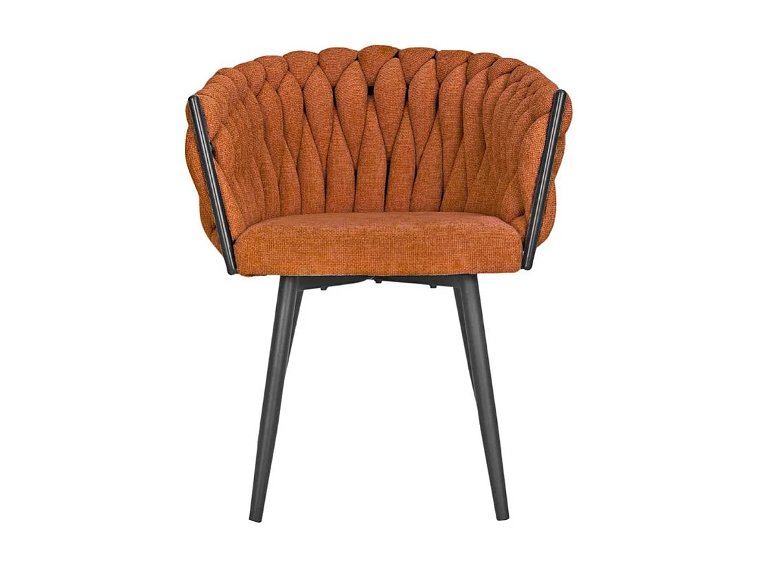 Lot 2 chaises tissu maille tressé terracotta pieds métal - BOWI 2