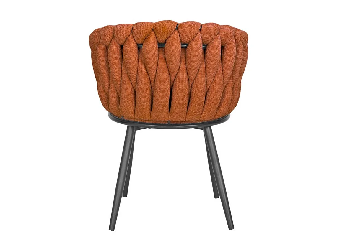 Lot 2 chaises tissu maille tressé terracotta pieds métal - BOWI 2