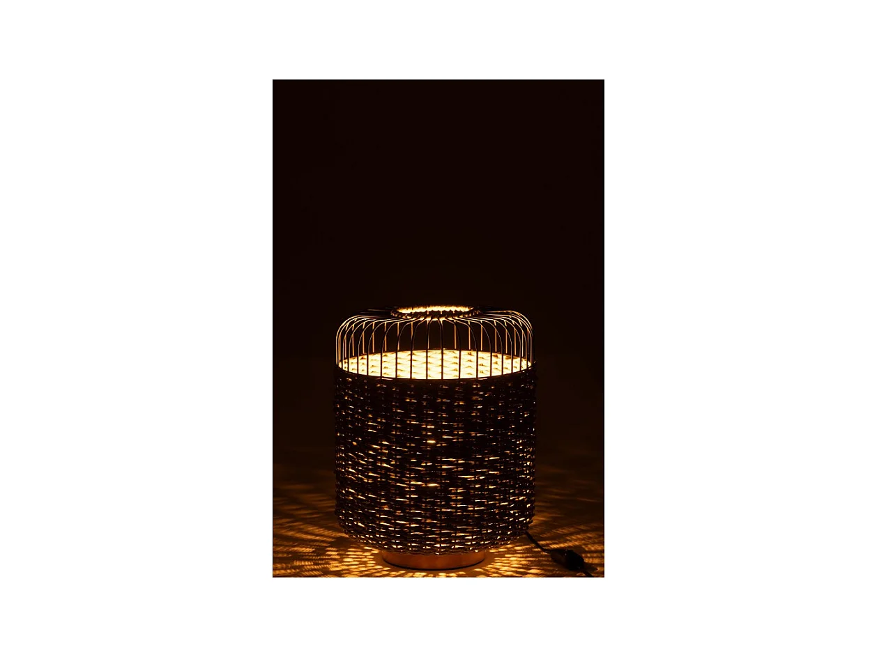 Lámpara de sobremesa de metal y fibra verde 27x27x34.5 cm