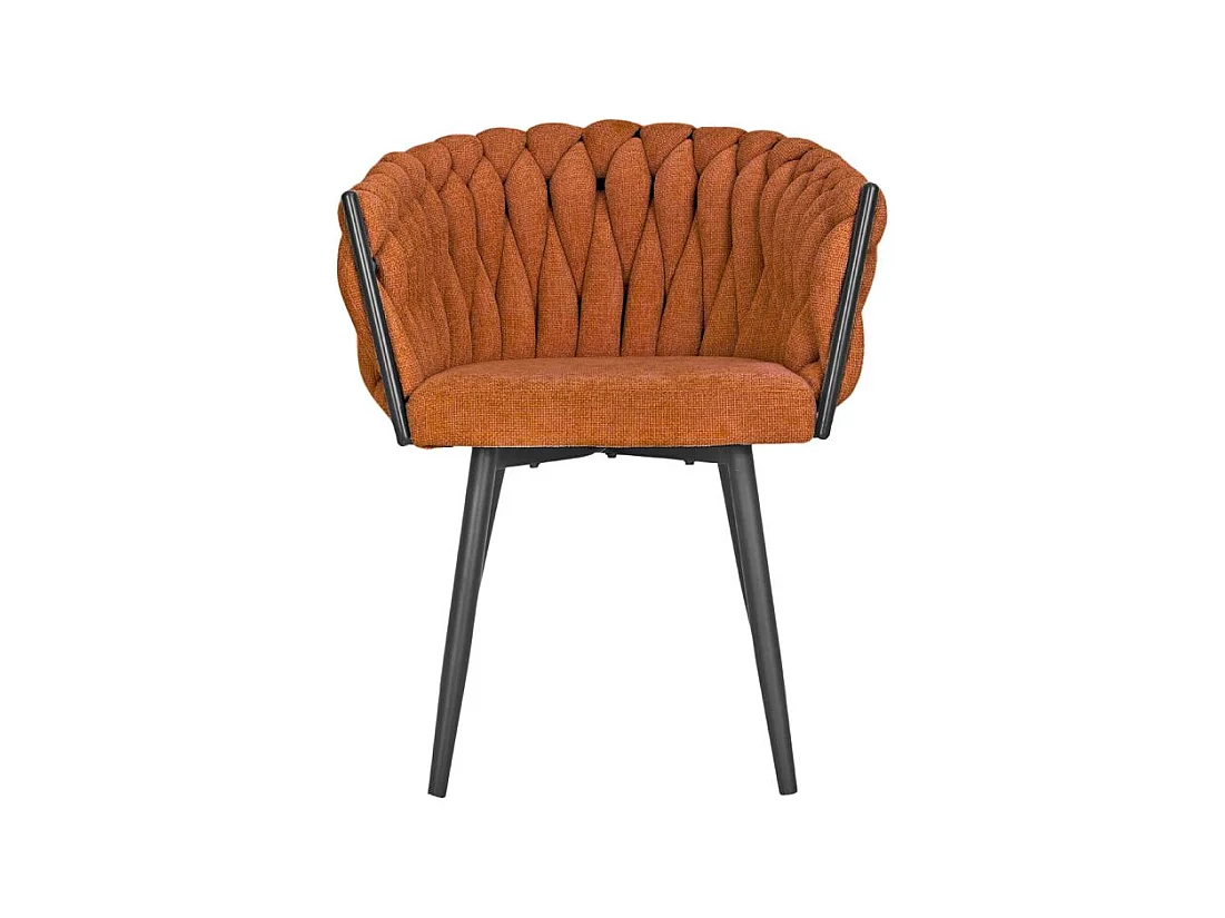 Chaise en tissu maille tressé terracotta pieds métal noir – BOWI 2