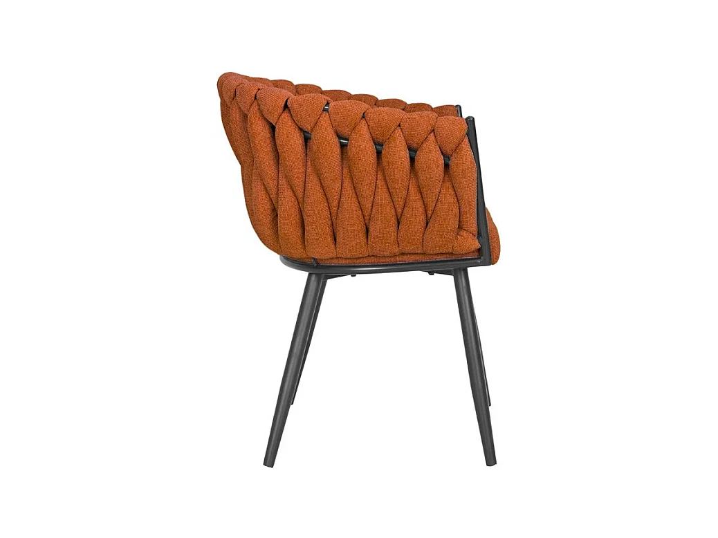Chaise en tissu maille tressé terracotta pieds métal noir – BOWI 2