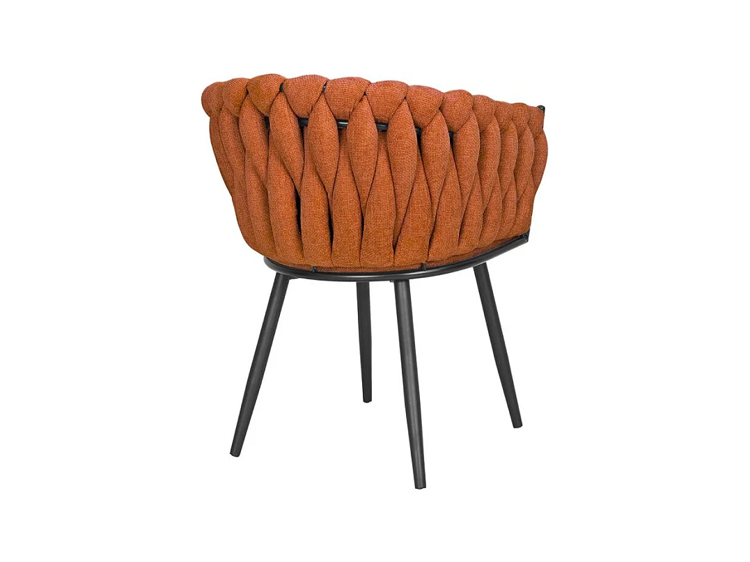 Chaise en tissu maille tressé terracotta pieds métal noir – BOWI 2