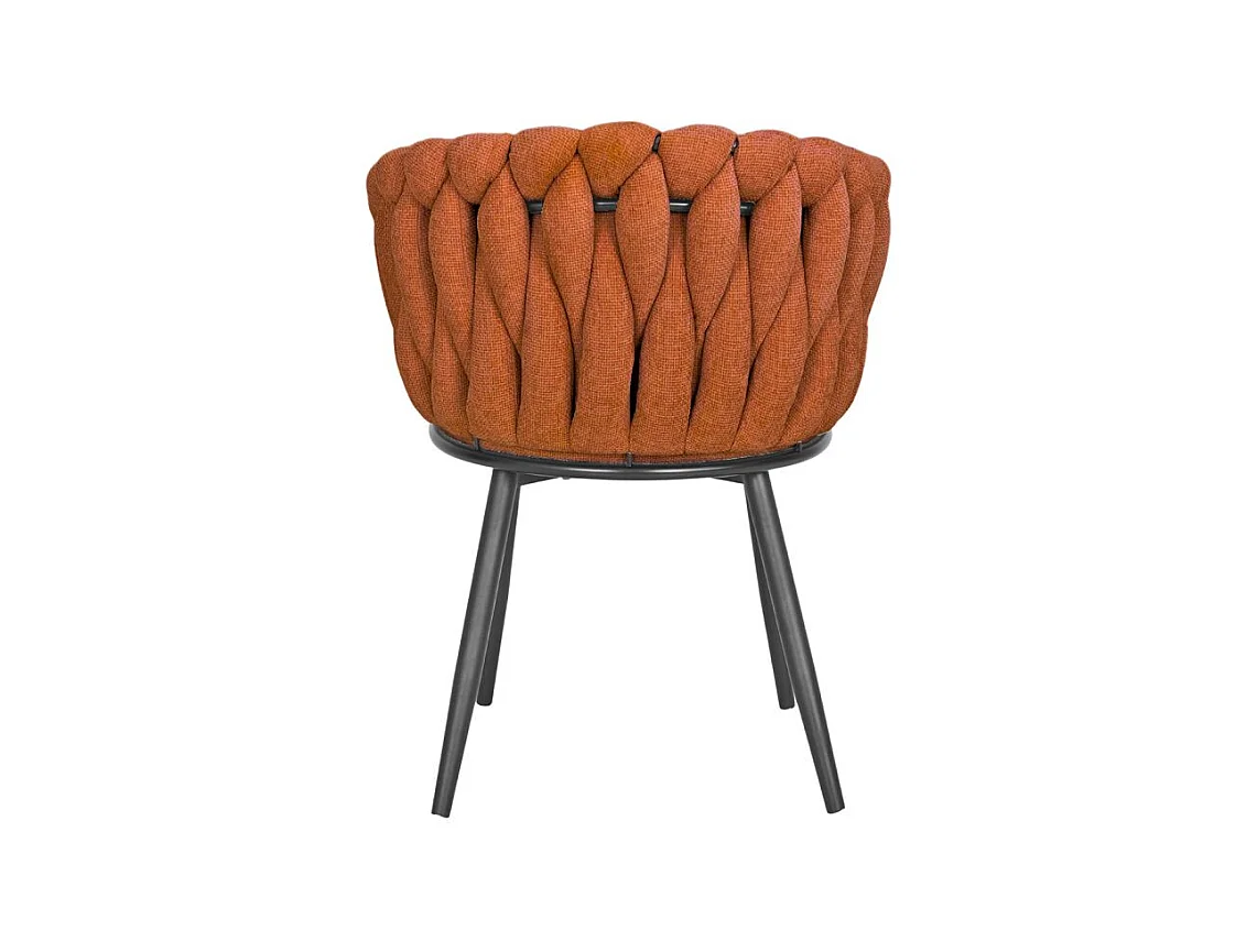 Chaise en tissu maille tressé terracotta pieds métal noir – BOWI 2