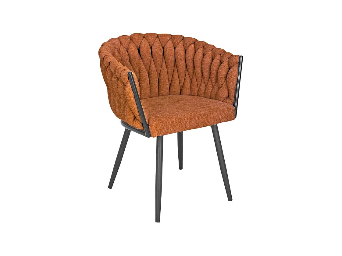 Chaise en tissu maille tressé terracotta pieds métal noir – BOWI 2