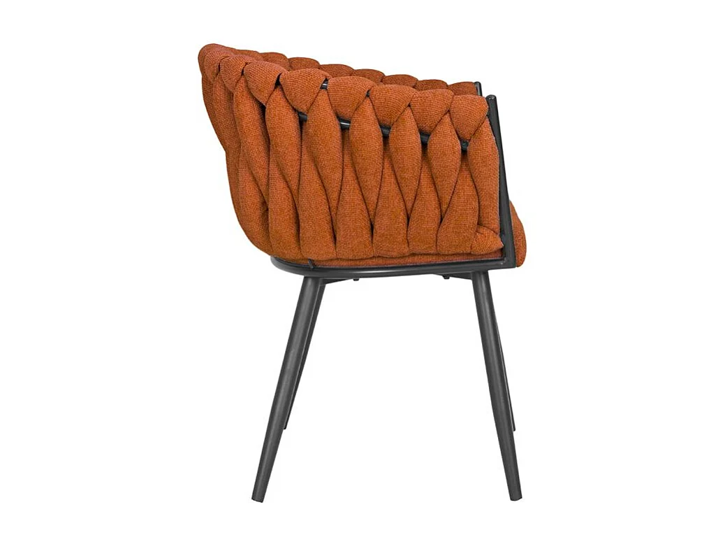 Chaise en tissu maille tressé terracotta pieds métal noir – BOWI 2