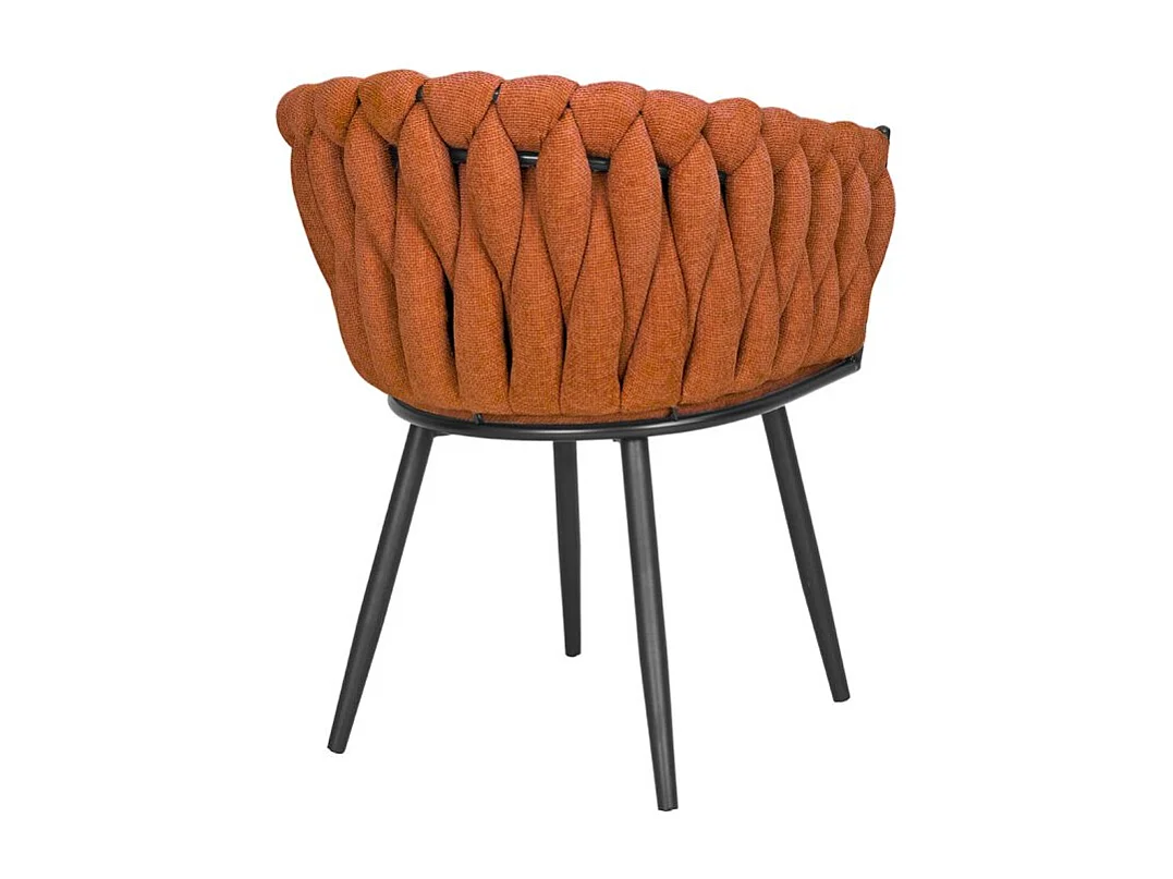 Chaise en tissu maille tressé terracotta pieds métal noir – BOWI 2