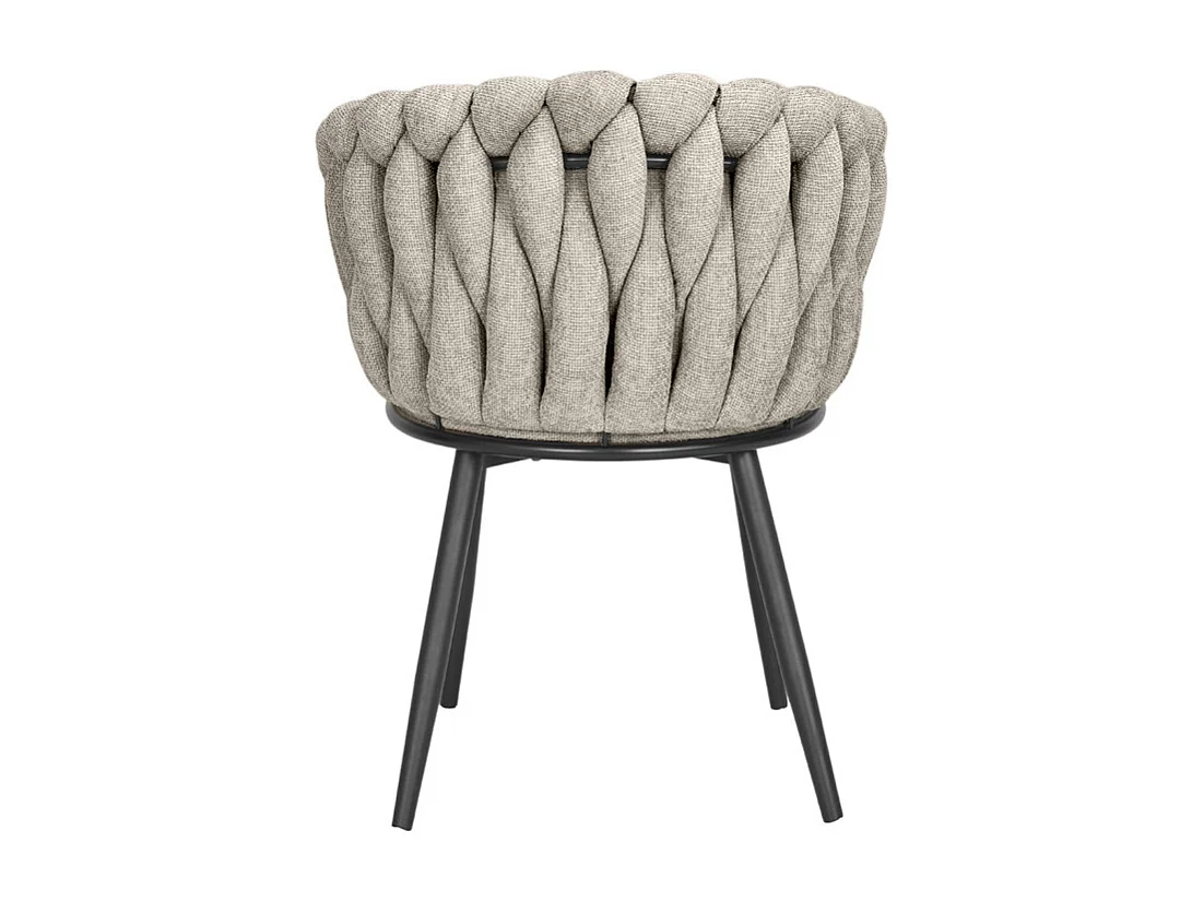 Chaise en tissu maille tressé taupe avec pieds métal noir - BOWI 2