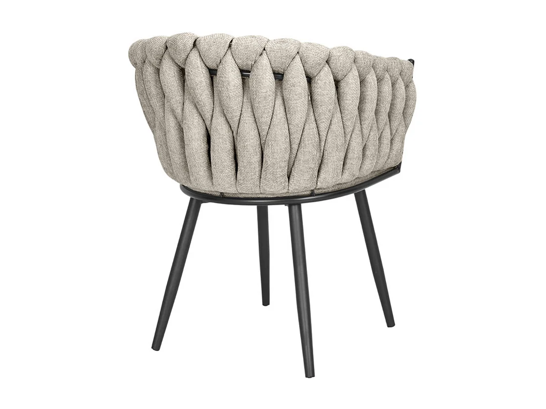 Chaise en tissu maille tressé taupe avec pieds métal noir - BOWI 2