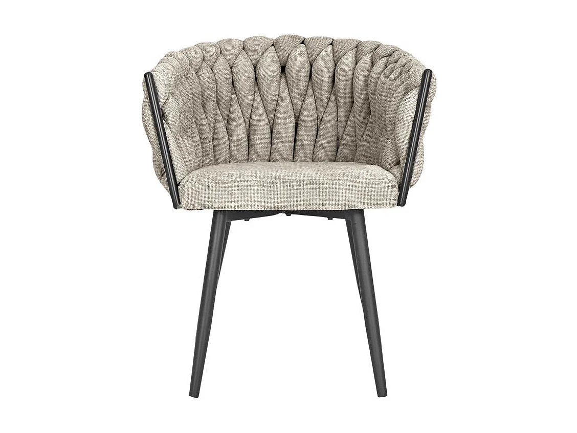 Lot 2 chaises tissu maille tressé taupe et pieds métal – BOWI 2