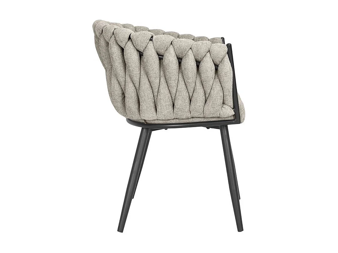 Lot 2 chaises tissu maille tressé taupe et pieds métal – BOWI 2