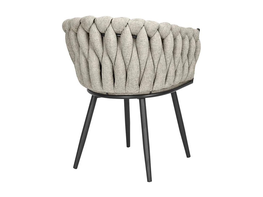 Lot 2 chaises tissu maille tressé taupe et pieds métal – BOWI 2