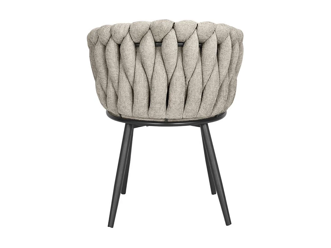 Lot 2 chaises tissu maille tressé taupe et pieds métal – BOWI 2