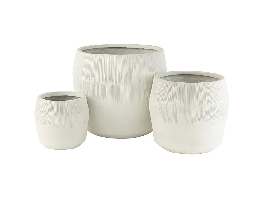 Macetero de cerámica blanco 50.5x50.5x49.5 cm (juego de 3)