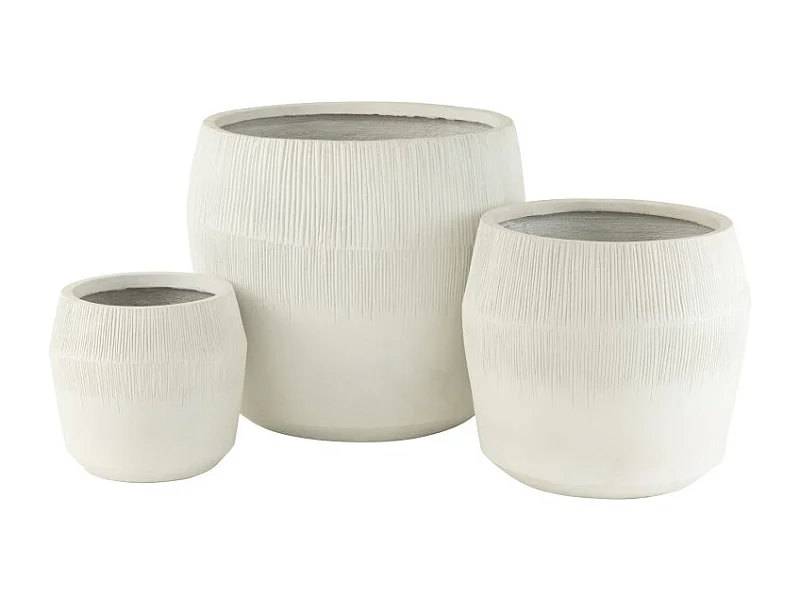Macetero de cerámica blanco 50.5x50.5x49.5 cm (juego de 3)