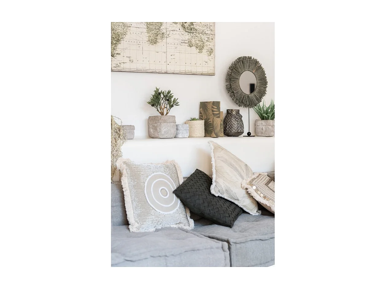 Cojín cuadrado tejido de poliéster verde de 43x43cm