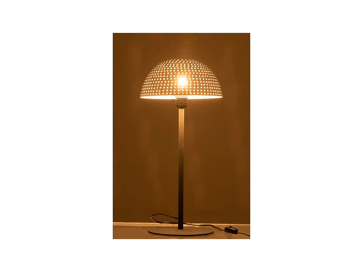 Lampara de mesa seta bolas hierro brillante blanco/negro Alt. 59 cm