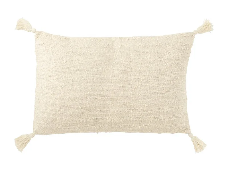 Cojín rectangular con floca de algodón beige 60x40x12 cm