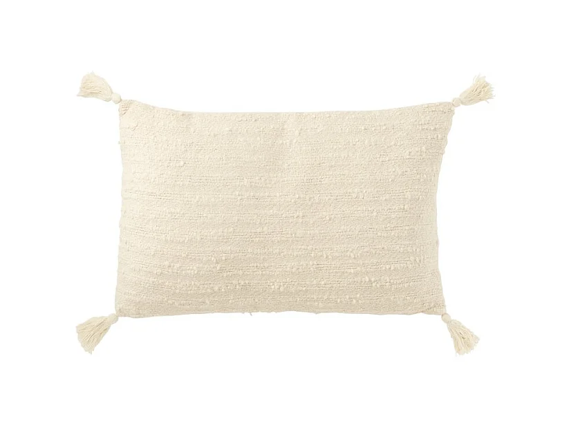 Cojín rectangular con floca de algodón beige 60x40x12 cm