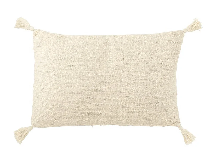 Cojín rectangular con floca de algodón beige 60x40x12 cm