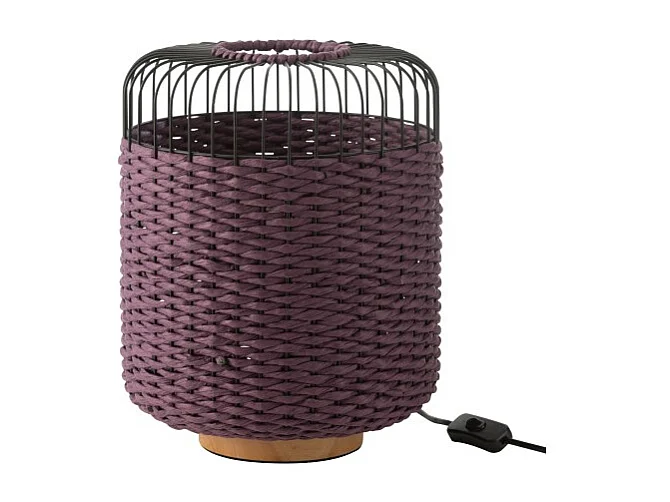 Lámpara de mesa de metal y fibra marrón 27x27x34.5 cm