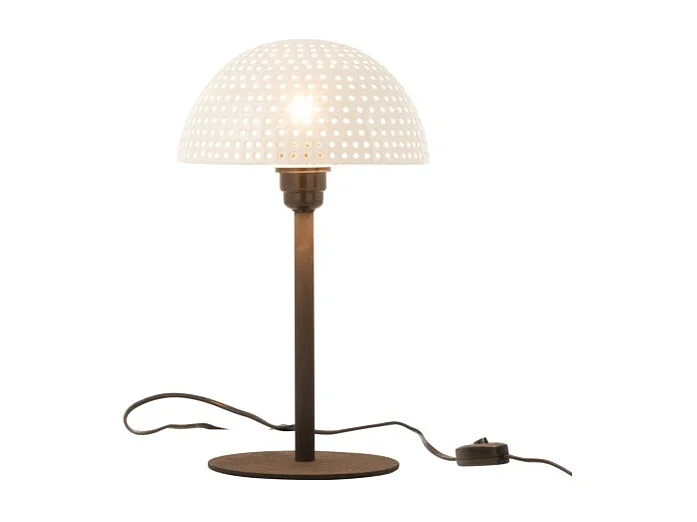 Lampara de mesa seta bolas hierro brillante blanco/negro Alt. 36