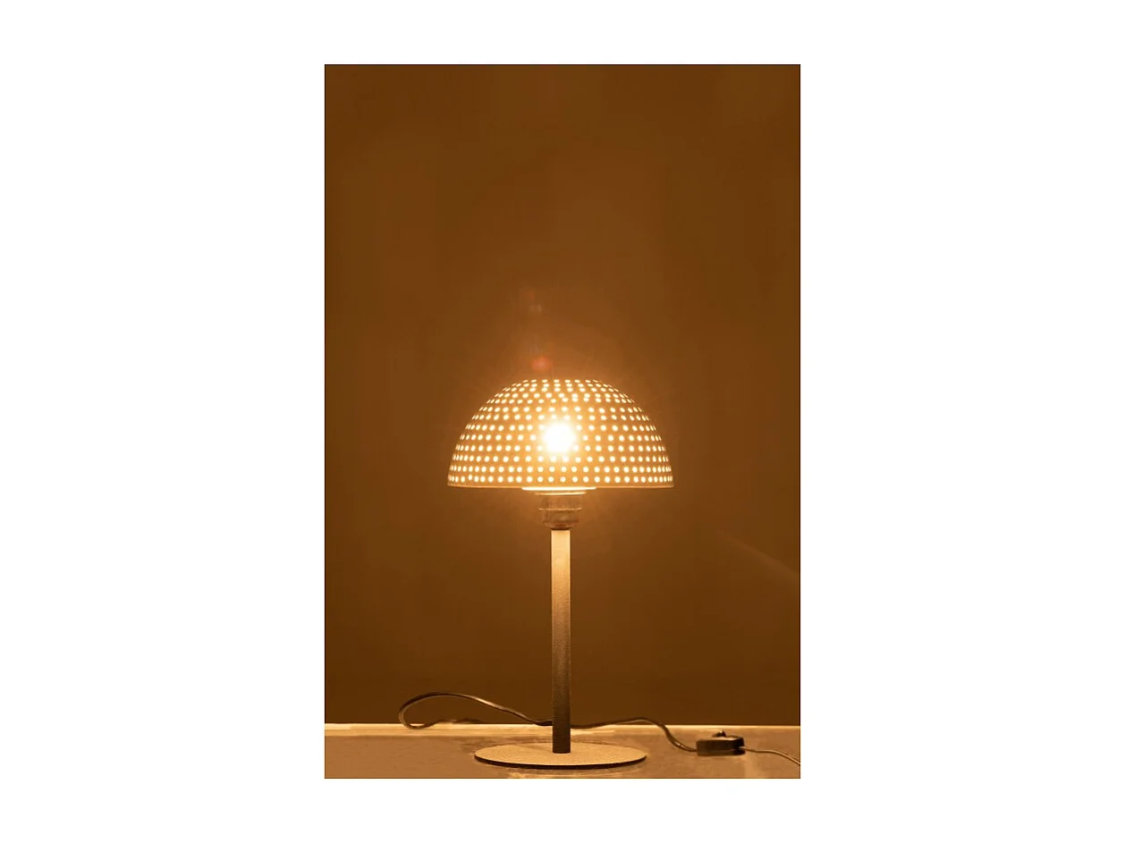 Lampara de mesa seta bolas hierro brillante blanco/negro Alt. 36