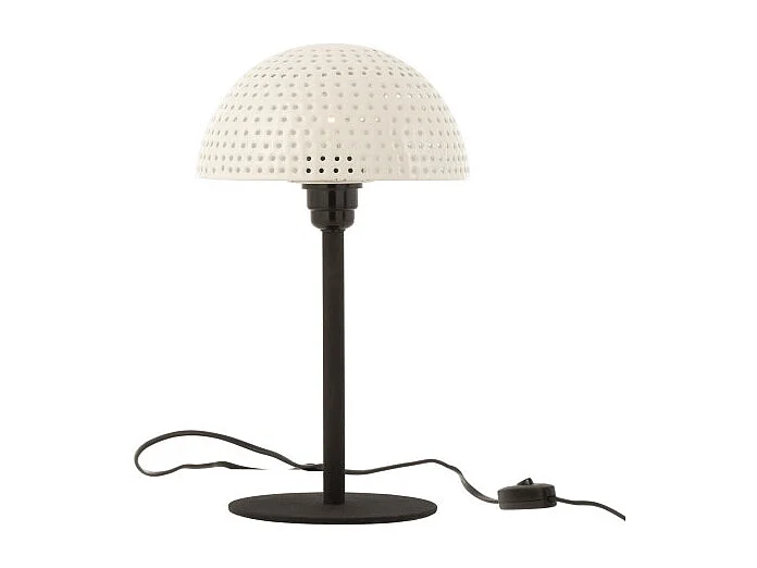 Lampara de mesa seta bolas hierro brillante blanco/negro Alt. 36