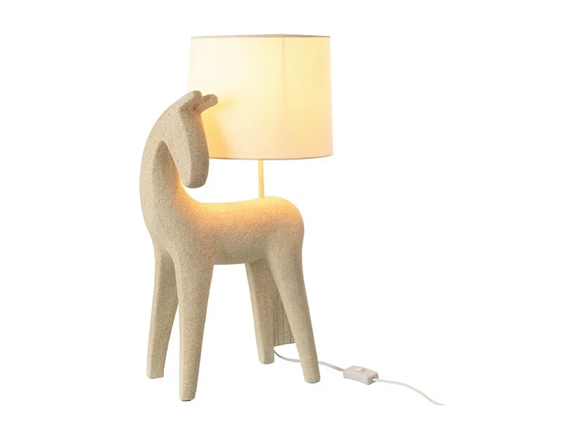 Lámpara caballo de resina beige 32x23.5x56 cm