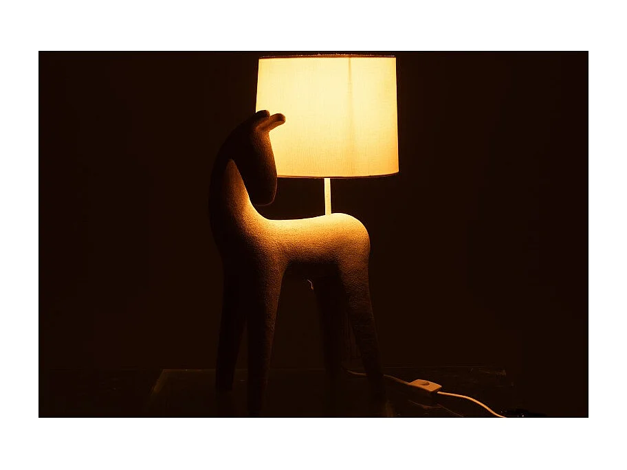 Lámpara caballo de resina beige 32x23.5x56 cm